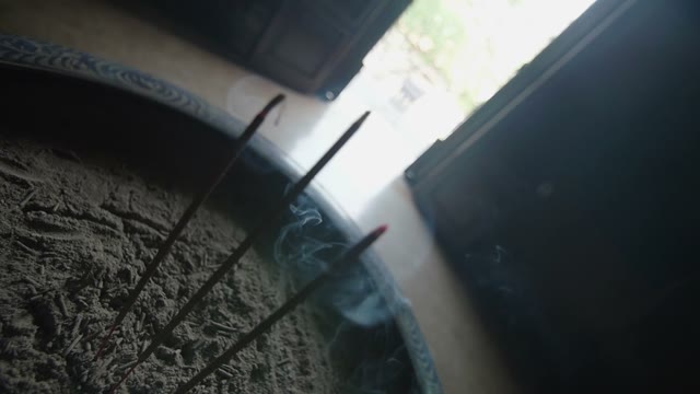Bowl With Incense Sticks Close-up