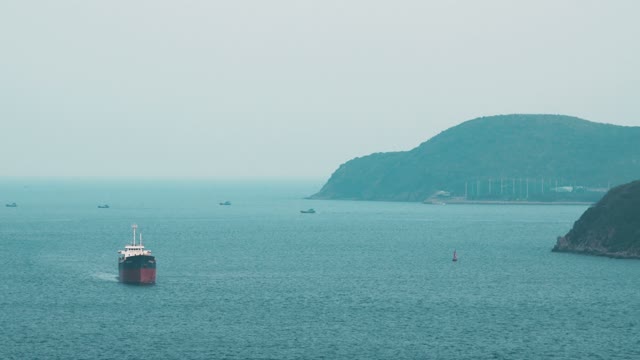 Ship Sails Along Sea