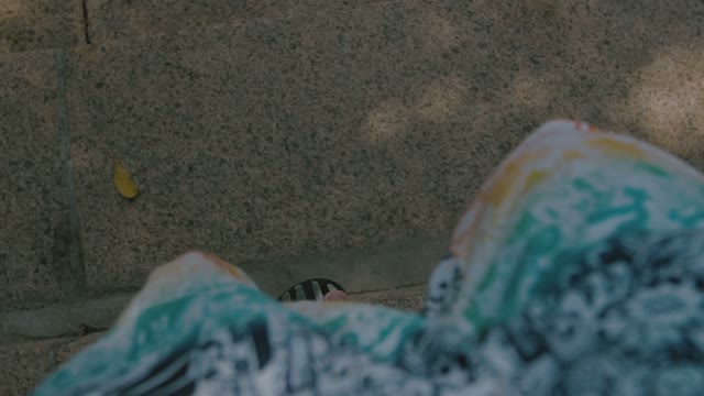 Men's Feet Coming Down The Stairs