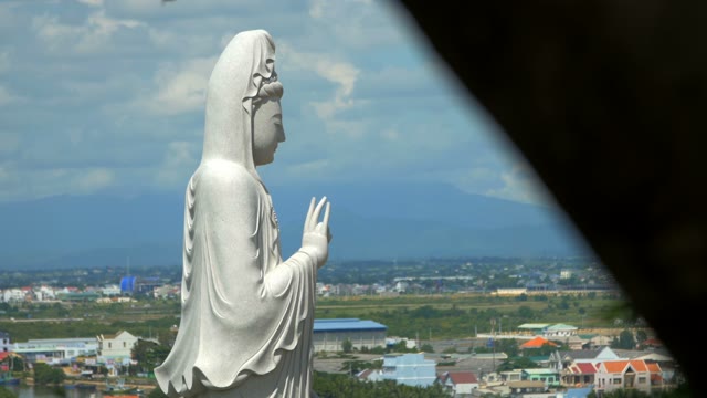 Big Tall White Buddha In The Middle Of The City