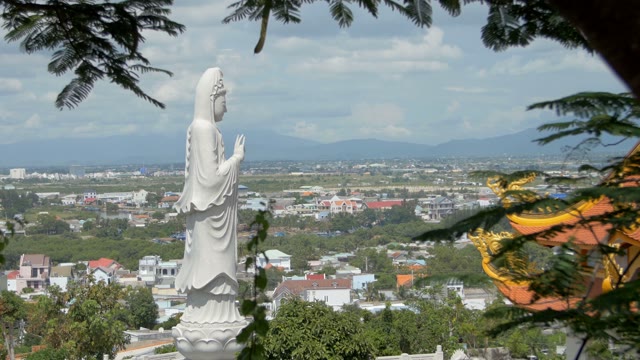 The Statue Of The Big White Buddha In The Middle Of The City