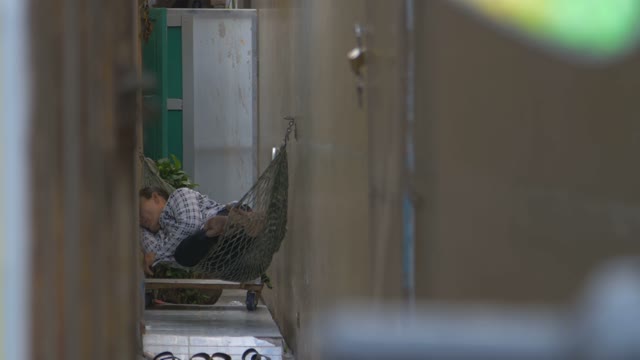 Man Relaxing In The Hammock In The House
