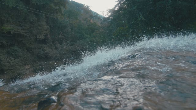 Waterfall With Clear Water Close-up