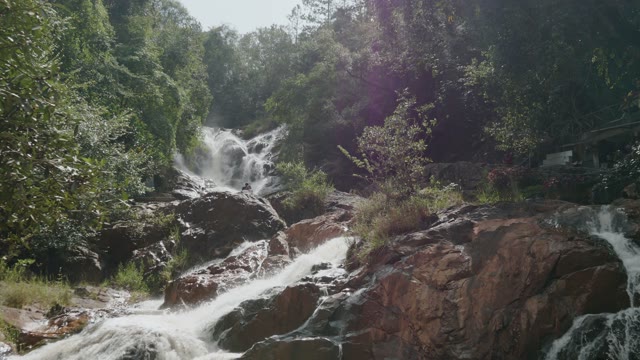 Waterfall Among The Greenery Close-up