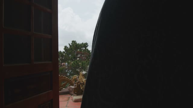 Girl Steps Out Onto The Balcony