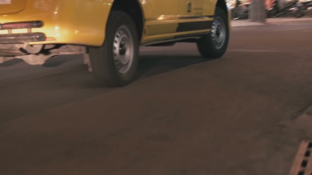 Car Rides On The Night Road Close-up