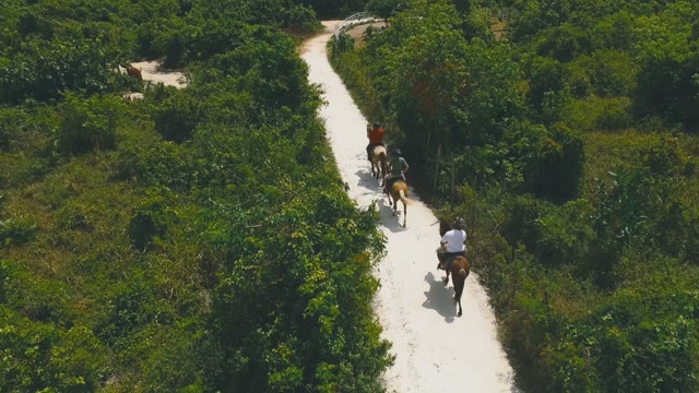 Three Men Slowly Riding On Horses