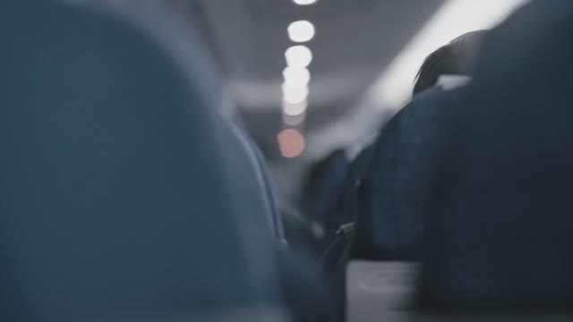View Of Airplane Seats In A Blurred Light