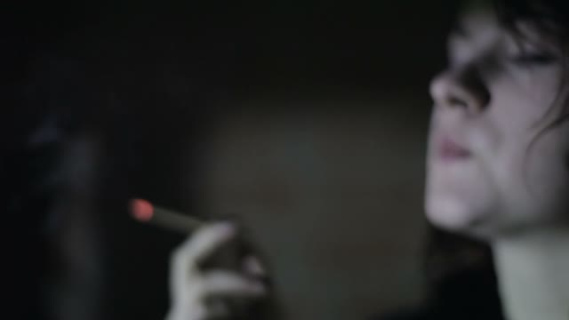 Girl Smokes A Cigarette Close-up