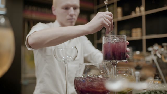 Bartender Makes A Cocktails Close-up