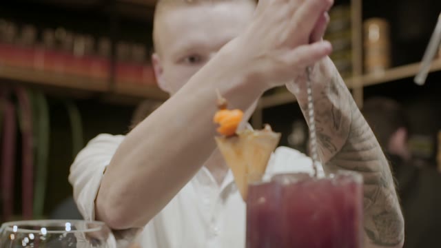 Bartender Makes A Cocktail Close-up