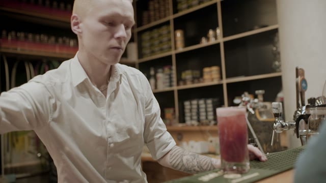 Bartender Makes A Cocktail Close-up