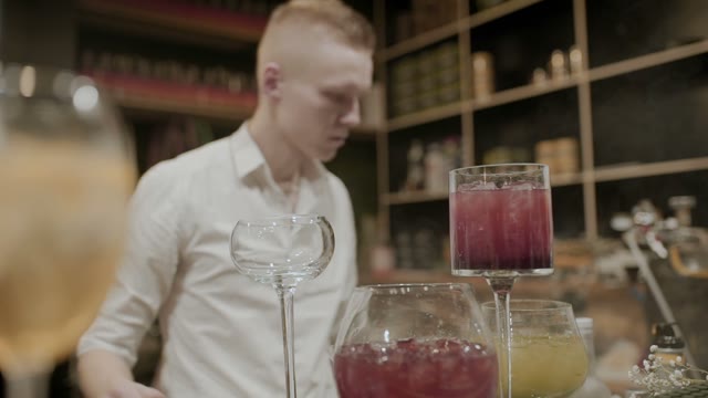 Bartender Makes A Cocktail Close-up