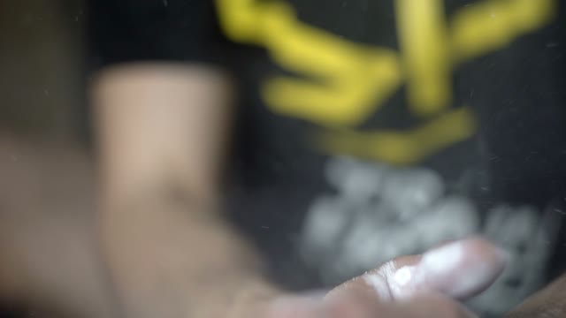 Men's Hands In Flour Close-up
