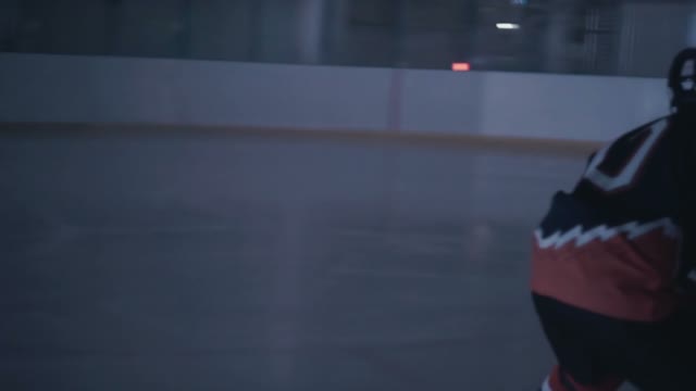 Hockey Player Scores A Goal In The Gate Close-up
