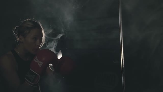 Young Blonde Is Struggling At The Boxing Club