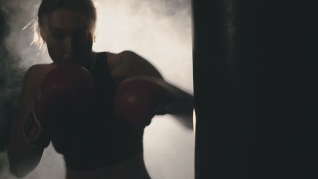 Charming Young Girl Studying Boxing In A Sports Hall
