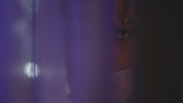 Terrible Ugly Crazy Doctor Maniac Looks Through The Curtain