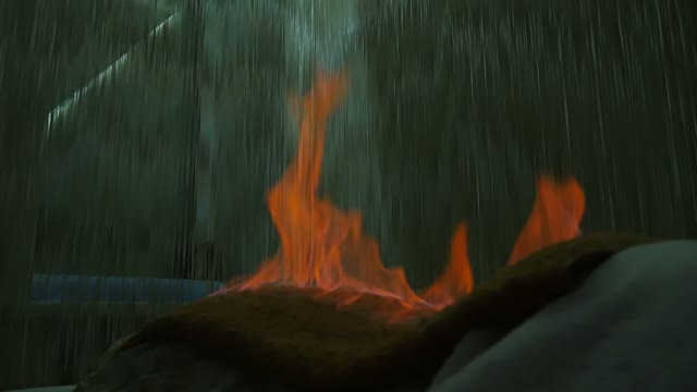Red Flames Indoors Close-up