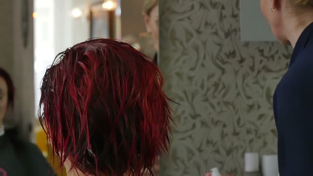 Hairdresser Makes Hair Styling Close-up