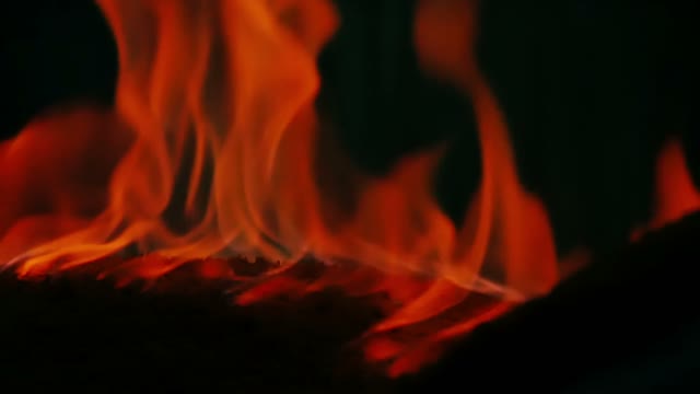 Red Flames In Darkness Close-up