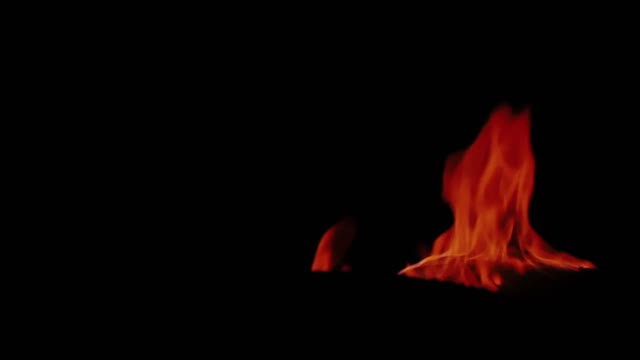 Red Flames In Darkness Close-up