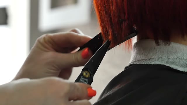Hairdresser Cuts Hair To The Client Close-up