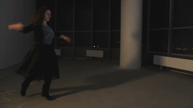 Girl Performs Pirouettes In The Room