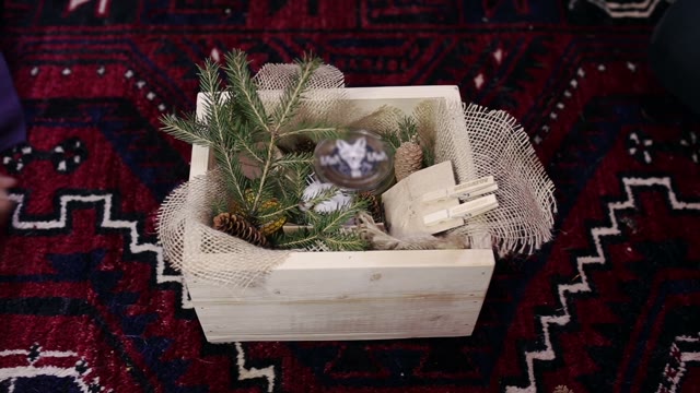 Girls Put A Gift Under Christmas Tree