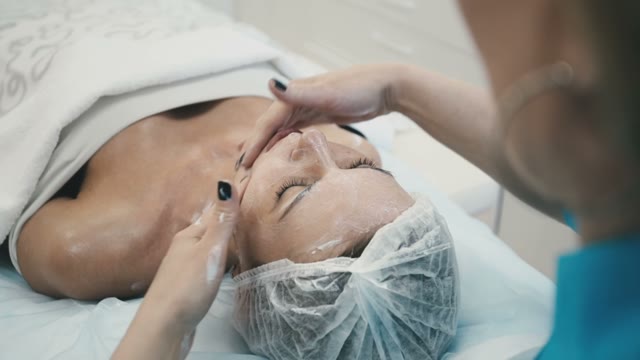 Beautiful Young Girl Restores Face Skin Health At Spa Procedures
