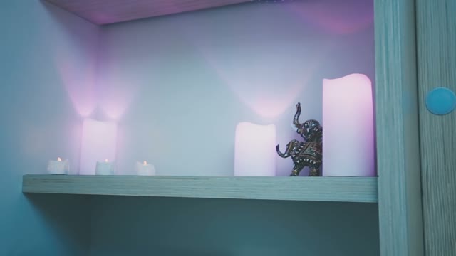 Beautiful Shelf With Burning Candles