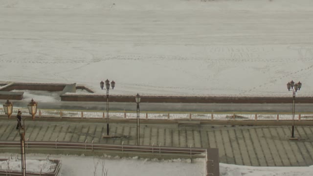 Winter-summer River And Embankment Time Lapse