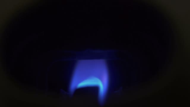 Gas Burner Lights The Room With A Blue Flame