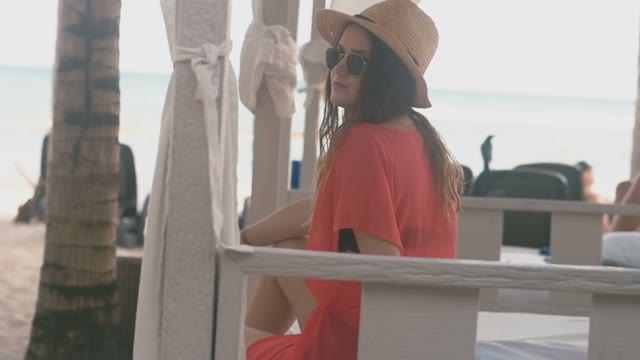 Girl Sits In A Gazebo And Rests
