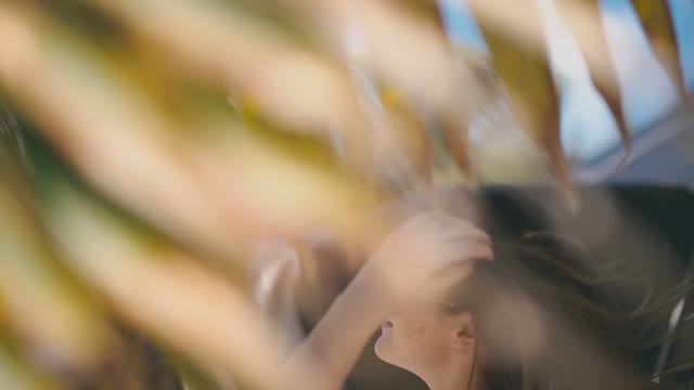 Girl With Long Hair Is Spinning On The Spot
