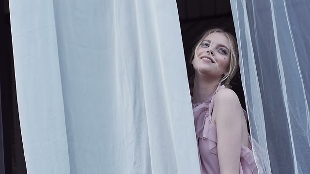 Girl Is Standing And Smiling