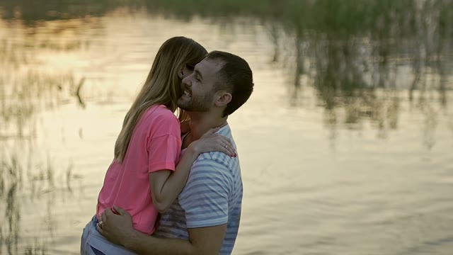 Guy With The Girl Stand And Laugh