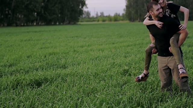 Girl Grabs The Guy Stronger And Sits