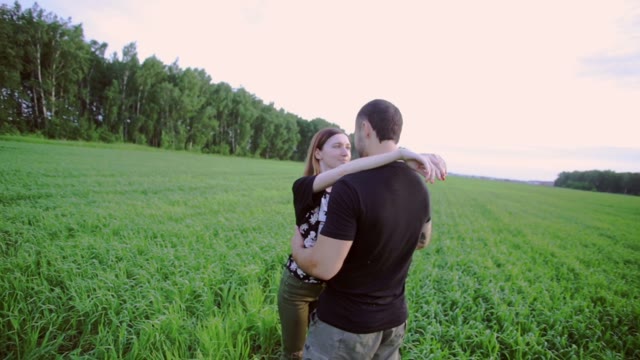 Guy With A Girl Stand And Hug