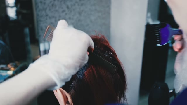 Girl Master Paints And Comb Her Hair