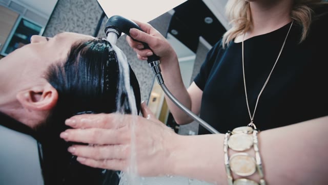 To The Girl Wash Off Shampoo From Hair