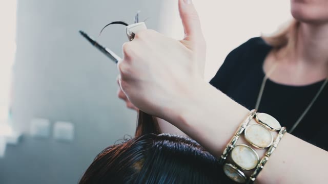 Girl The Hairdresser Shears Hair