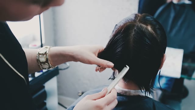 Hairdresser Prepares Hair For A Hairstyle